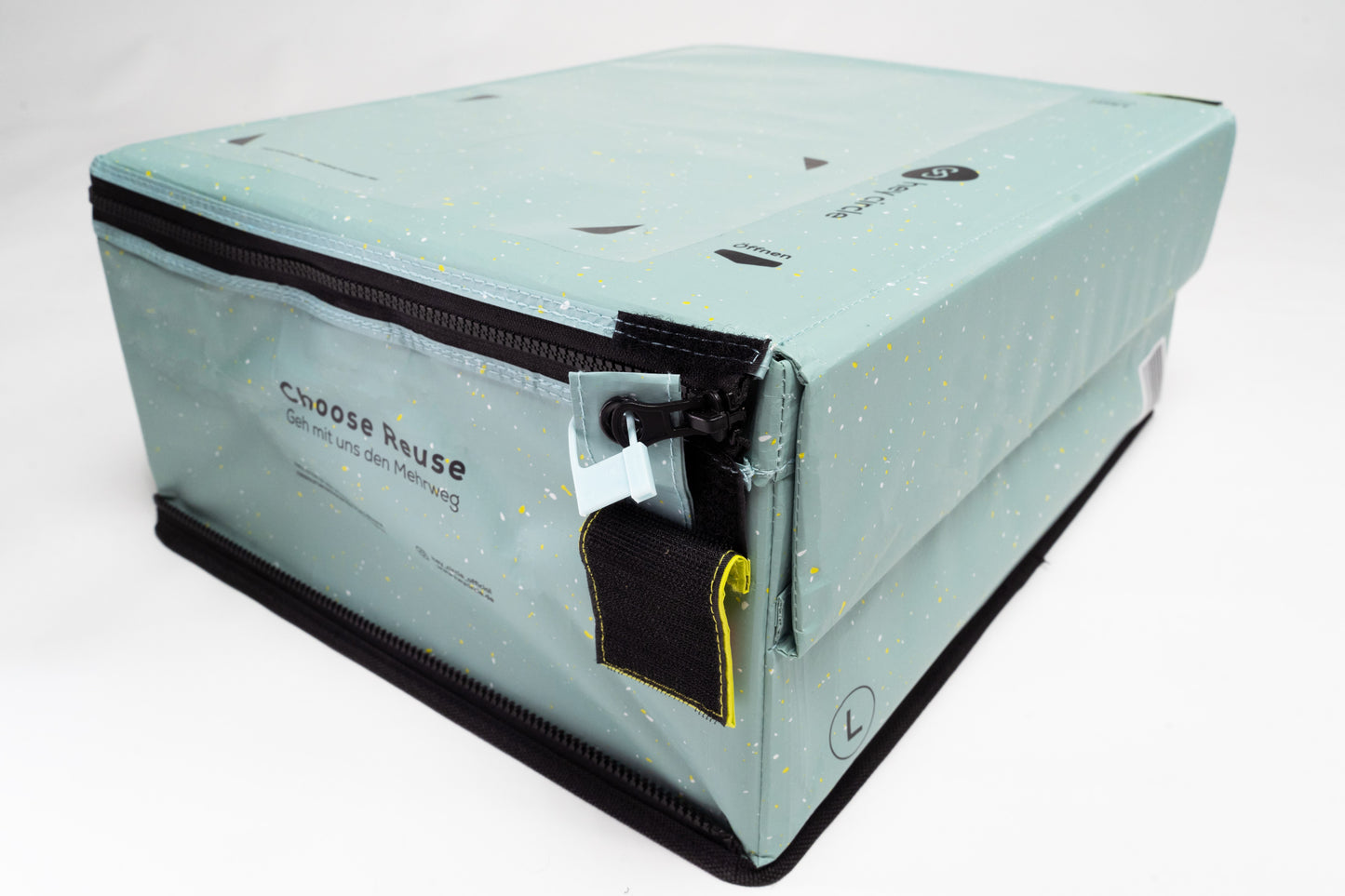Reusable box L with two zippers (turquoise)